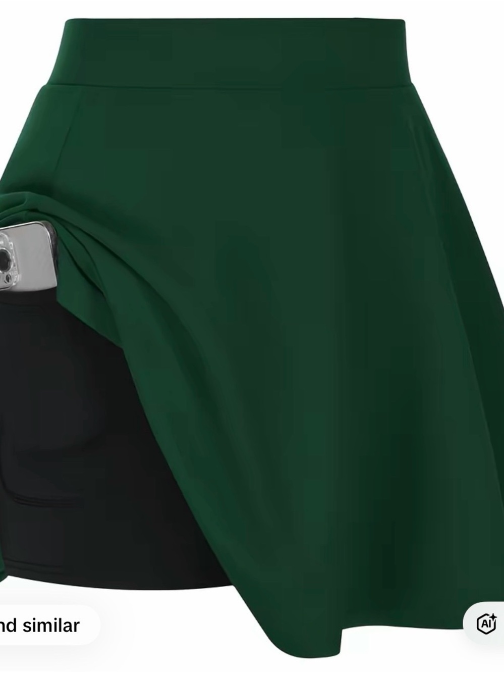 Everyday Circle Skirt with Built-In Shorts in Deep Green